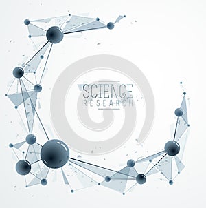 Molecules and atoms vector abstract background, science chemistry and physics theme illustration, micro and nano research and