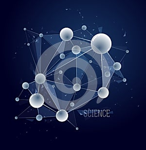 Molecules and atoms vector abstract background, science chemistry and physics theme illustration, micro and nano research and