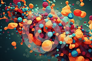 Molecules colorful digital. Generate Ai