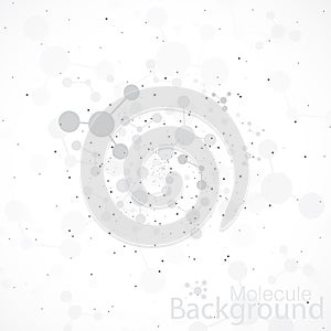 Molecules on gray background. Vector illustration