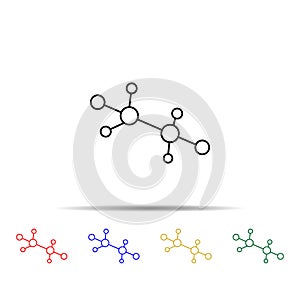 Molecules multi color style icon. Simple thin line, outline vector of sciense icons for ui and ux, website or mobile application