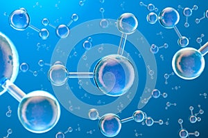 Molecules of water background, 3D photo