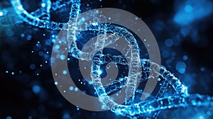 moleculr blueprint style abstract visualization of a dna strand