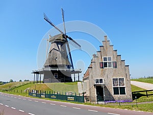 Molen De Herder, Dutch windmill the Shepherd, Tower mill located in Medemblik, North Holland, Netherlands