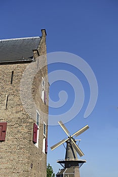 The Molen de Roos windmill in Delft
