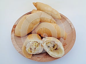 Molen pisang pisang molen, Indonesian traditional food street food from Yogyakarta East Java. Fried banana wrap indonesian t