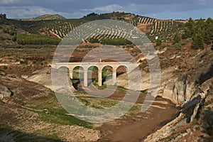 Molinillo Bridge in Iznajar, Cordoba province. During the rise of the reservoir, this bridge is submerged.  Spain photo