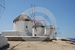 Windmills in Mikonos Island greece photo