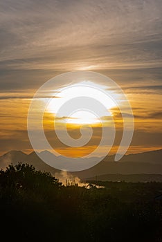 Molise, Mainarde, sunset. The Mainarde mountain range extends along the border between Molise and Lazio, with prevalence in the Mo