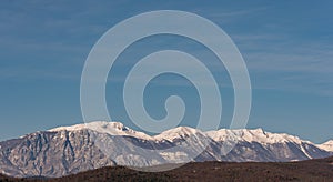 Molise, Mainarde, winter panorama. The Mainarde mountain range extends along the border between Molise and Lazio, with prevalence