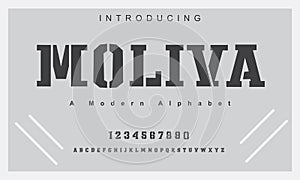 Moliva font. Elegant alphabet letters font and number.