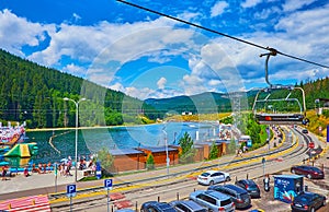 The Molodist Lake, on July 25 in Bukovel, Carpathians, Ukraine