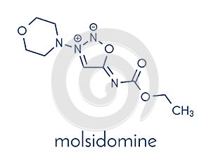 Molsidomine angina drug molecule. Skeletal formula.