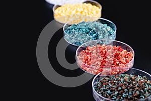 Molten chloride salts  crystals and crystallized rare earth sediments  chemicals used in industry for the production of various