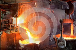 Molten copper at a Copper Smelter