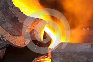 Molten hot steel photo