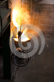 Molten iron molten metal poured in to ladle