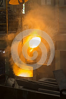 Molten iron molten metal poured in to ladle