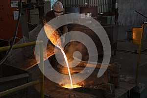 Molten iron pour from ladle into melting furnace