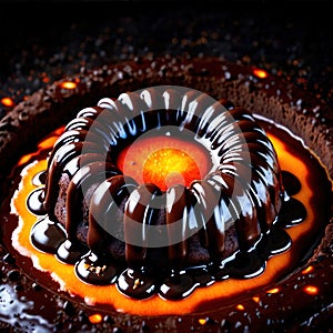 Molten Lava Cake , traditional popular sweet dessert cake