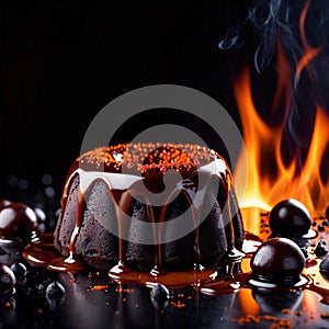 Molten Lava Cake , traditional popular sweet dessert cake