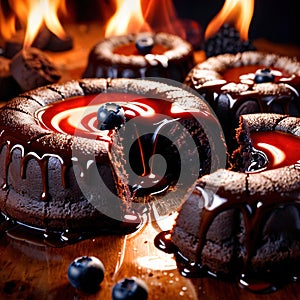 Molten Lava Cake , traditional popular sweet dessert cake