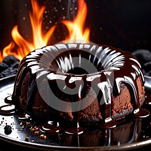 Molten Lava Cake , traditional popular sweet dessert cake