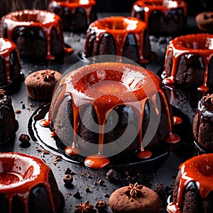 Molten Lava Cake , traditional popular sweet dessert cake