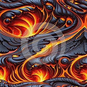 molten lava texture, featuring fiery reds, oranges, and yellows swirling together. Seamless pattern design background