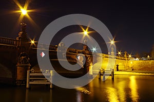 Moltke bridge in berlin at night