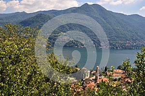 Moltrasio town and Torno on Lake Como Italy photo