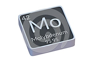 Molybdenum Mo chemical element of periodic table isolated on white background