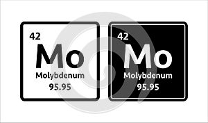 Molybdenum symbol. Chemical element of the periodic table. Vector stock illustration.
