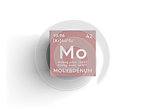 Molybdenum. Transition metals. Chemical Element of Mendeleev\'s Periodic Table.. 3D illustration