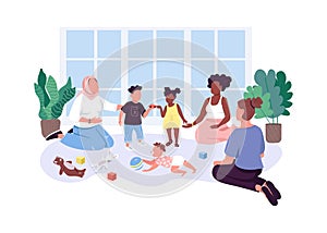Mom-baby group flat color vector faceless characters
