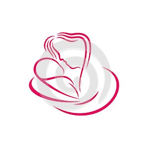 Mom and Baby heart love logo vector template, Illustration symbol, Creative design