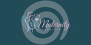 Mom and baby logo design icon vector with unique element concept Premium Vector