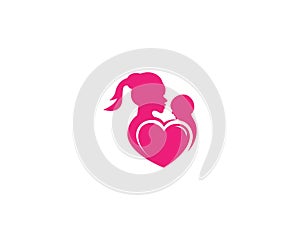 Mom And Baby Love Symbol Logo.