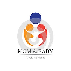 Mom and baby, Motherhood and Childbearing Logo Design Inspiration Vector