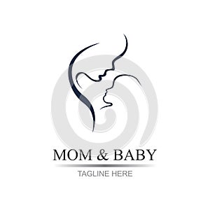 Mom and baby, Motherhood and Childbearing Logo Design Inspiration Vector