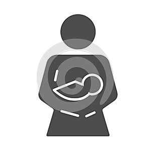 Mom and baby solid icon, maternity concept, Mother holding baby with her arms vector sign on white background, Breast