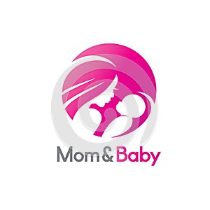 Mom and baby in stylized symbol