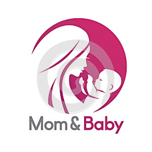 Mom and baby in stylized symbol
