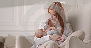 Mom breastfeeds baby. maternal love. The connection that only a mother has to a child.