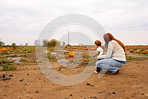 Mom Child Pumpkin Patch