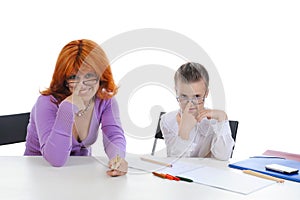 Mom and daughter corrected glasses