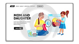 Mom And Daughter Doing Housework Together Vector