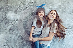 Mom with daughter in family look