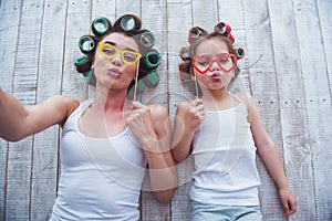 Mom and daughter at home