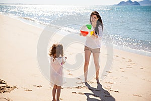 Mom and daughter playing ball